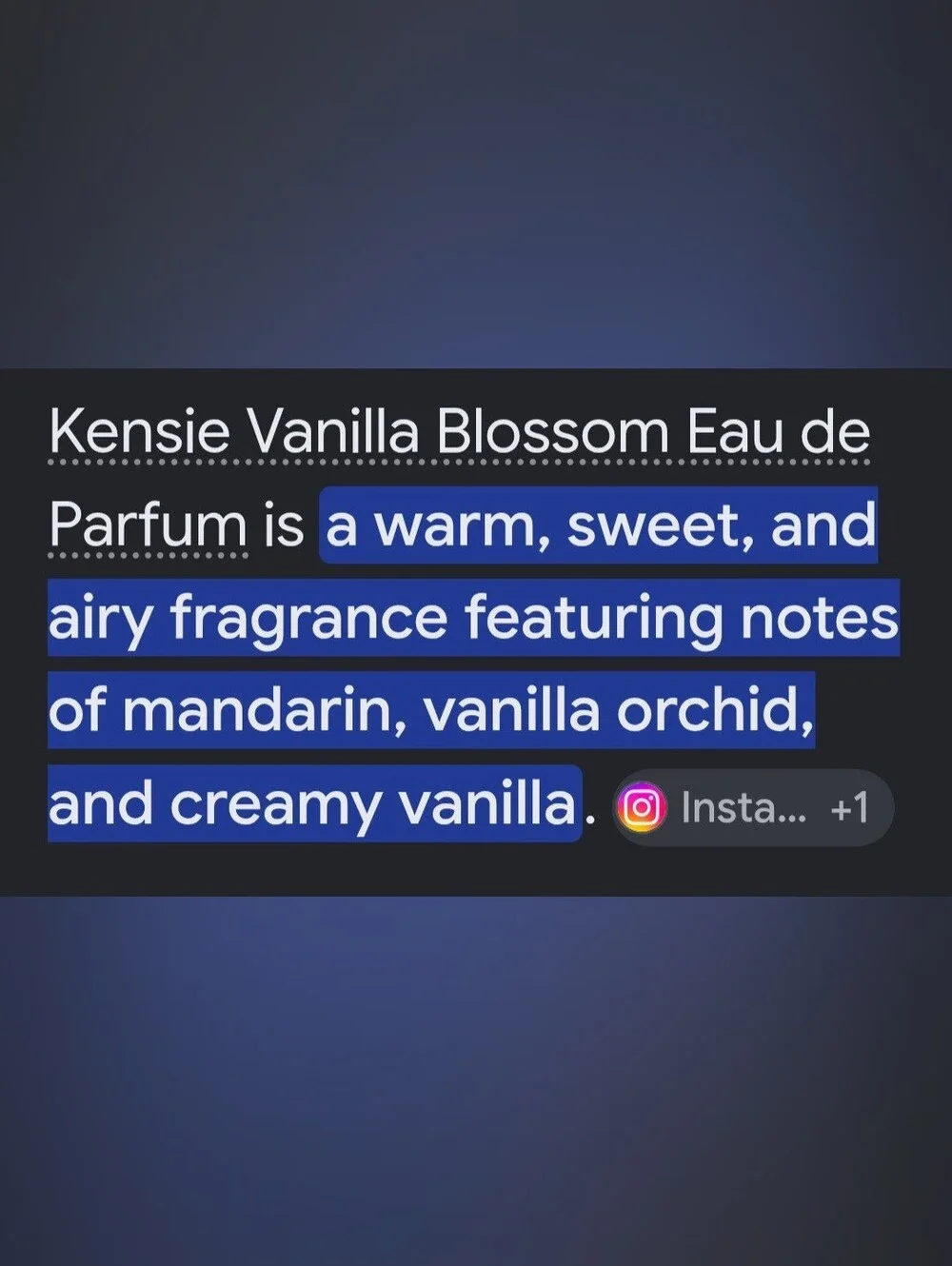 KENSIE Vanilla Blossom EDP 10ml Womens Travel Mandarin Pink Pepper Vanilla